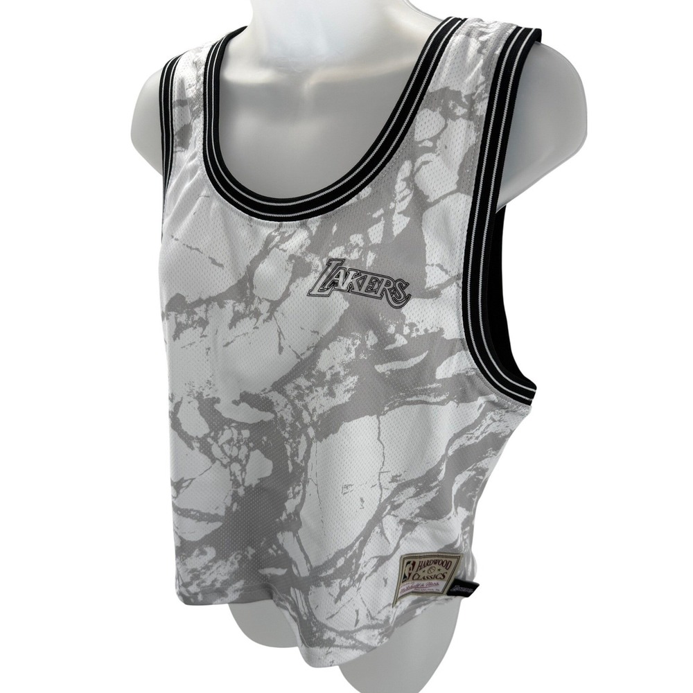 Mitchell & Ness NBA Lakers Womens Marble Cropped Jersey Shirt XL MSRP 75 NEW